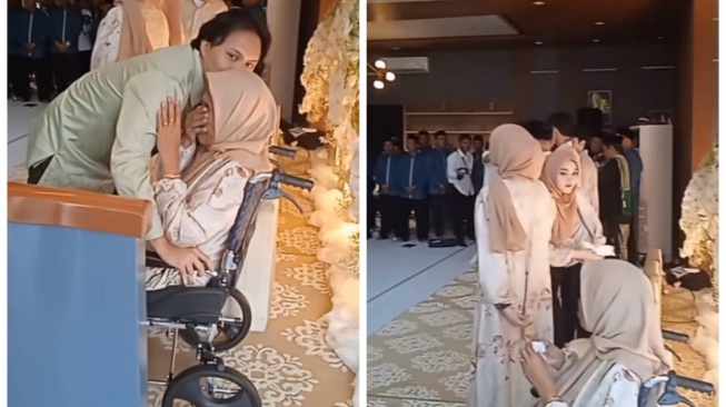 Santyka Fauziah dituding cuek saat ibu Sule menangis kejer di acara pengajian Rizky Febian (TikTok/@yuarethewan)