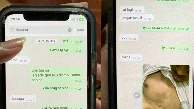 Bukti chat WhatsApp korban penganiayaan yang menewaskan mahasiwa STIP Putu Satria Ananta Rustika. (tangkapan layar/ist)
