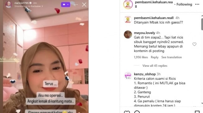 Ria Ricis curhat ingin operasi kantung mata (Instagram/@pembasmi.kehaluan.reall)