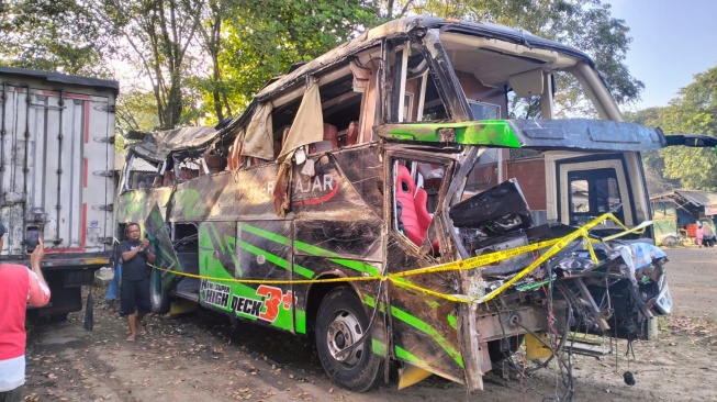 Kondisi Bus Trans Putera Fajar yang alami Kecelakaan Maut di Subang/[dok Kemenhub].