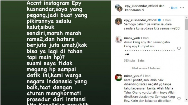 Postingan soal Epy Kusnandar [Instagram/@epy_kusnandar_official]