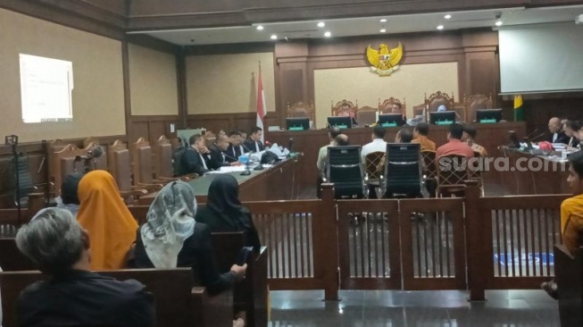 Sidang lanjutan kasus korupsi SYL dengan agenda pemeriksaan saksi di Pengadilan Tipikor Jakarta. (Suara.com/Yaumal)