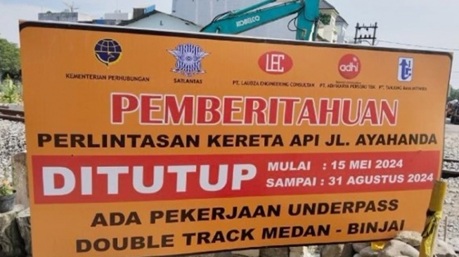 Perlintasan Kereta Api Jalan Ayahanda Ditutup hingga 31 Agustus 2024