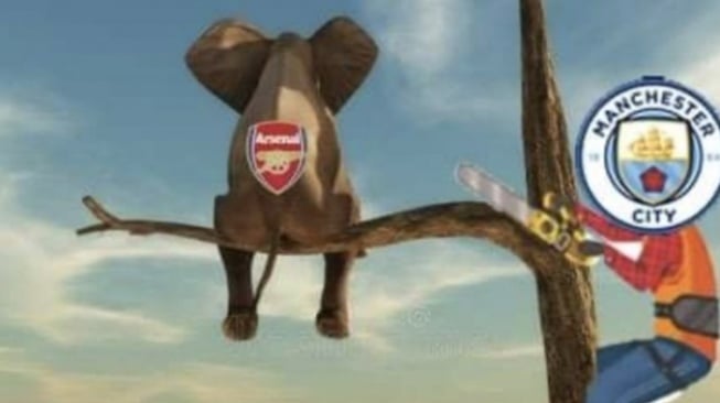 Meme Arsenal usai Manchester City kalahkan Tottenham. (X)