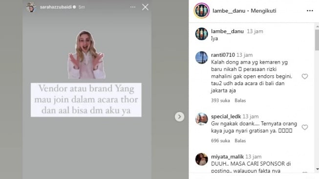 Postingan soal Aaliyah Massaid dan Thariq Halilintar [Instagram/@lambe__danu]