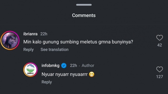 Dark Jokes BMKG Trending: Gunung Sumbing Meletus Gimana Bunyinya? Nyuar Nyuar Nyuar