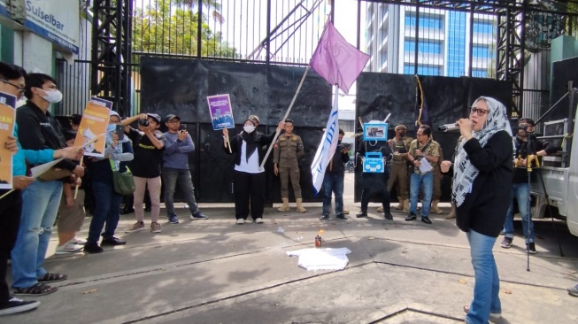 Koalisi Jurnalis Demo Tolak RUU Penyiaran dan Hasil Seleksi KPID Sulsel