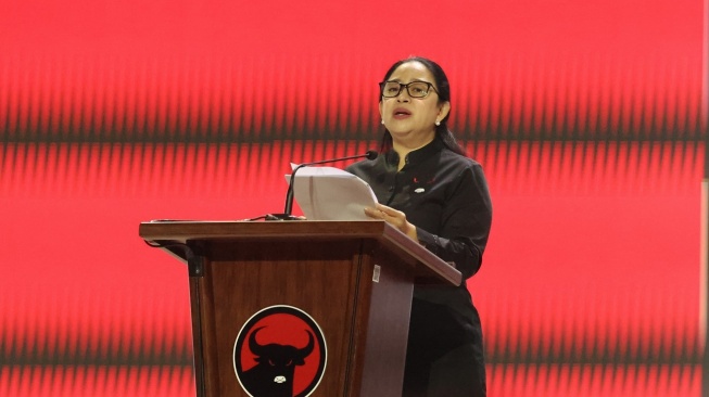 Ketua DPP PDIP Puan Maharani di panggung Rakernas Ke-V PDIP. (Dok. DPP PDIP)