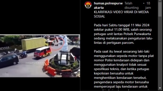 Viral Pemotor Jatuh Terlidas Truk Saat Dicegat Polisi, Begini Kronologi Lengkapnya. [Instagram]