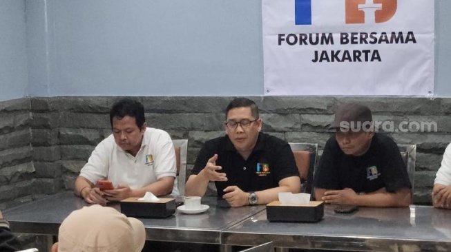 Forum Bersama Jakarta (FBJ) mendeklarasikan dukungan kepada Anies Baswedan untuk menjadi calon Gubernur DKI Jakarta di Pemilihan Kepala Daerah (Pilkada) DKI 2024. (Suara.com/Fakhri)