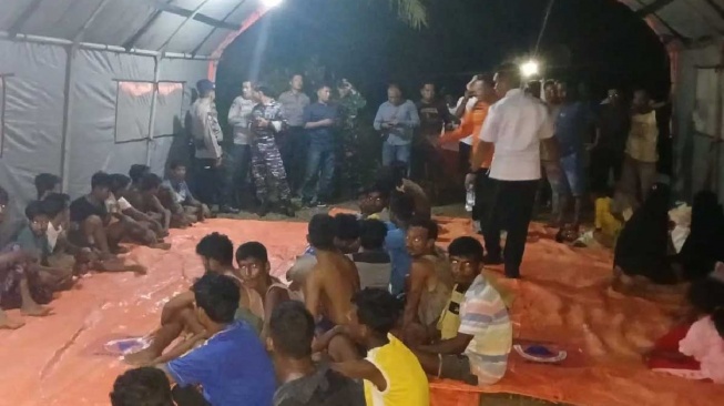 Pengungsi Rohingya di Desa Kwala Langkat, Kecamatan Tanjung Pura, Kabupaten Langkat, Sumatra Utara. [Antara]