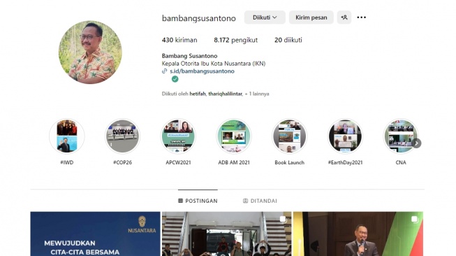 Tangkapan layar, Instagram Bambang Susantono. [Instagram/@bambangsusantono]