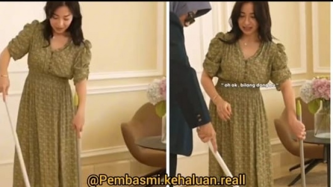 Nikita Willy tak bisa menyapu (Instagram/@lambegosiip)