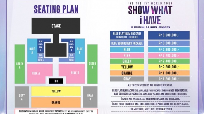 Harga tiket konser IVE di Jakarta [Mecima Pro]