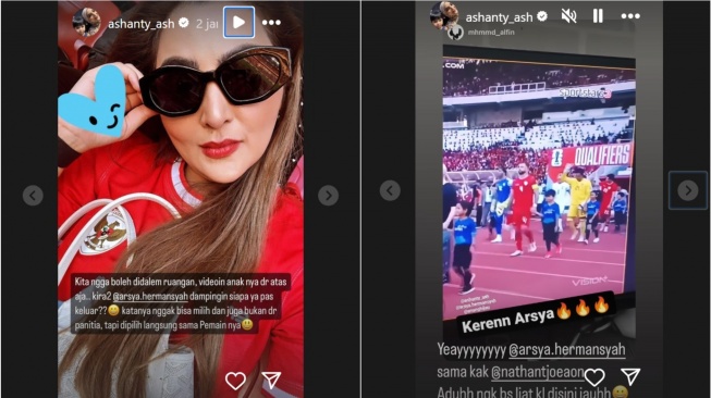 Anak Ashanty dampingi pemain timnas Indonesia (Instagram/@ashanty_ash)