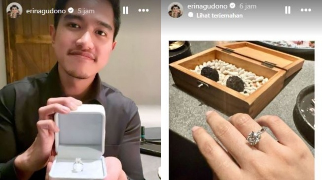 Kaesang kasih cincin ke Erina Gudono. [Instagram/@erinagudono]