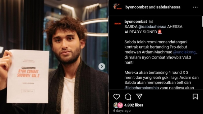 Sabda Ahessa menjadi petinju. (Instagram)