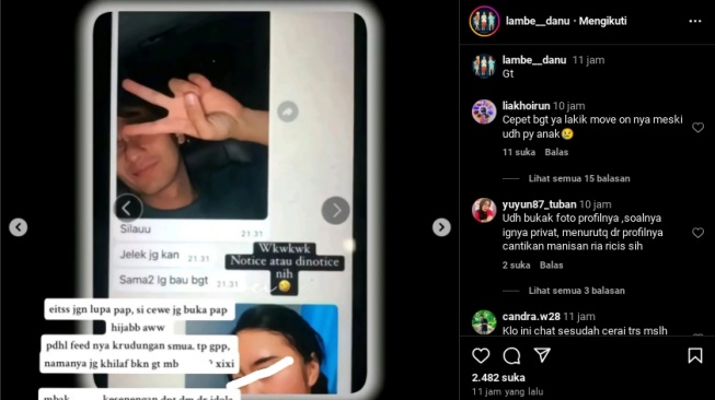 Tangkapan layar Teuku Ryan diduga mulai PDKT ke selebgram. (Instagram/@lambe__danu)