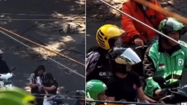 Viral! Momen Driver Ojol Pinjamkan Helm ke Cewek yang Langgar Lalin di Malang