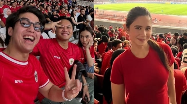 12 Potret Artis Nonton Timnas Indonesia vs Filipina, Fuji dan Thariq Halilintar Ketemu?