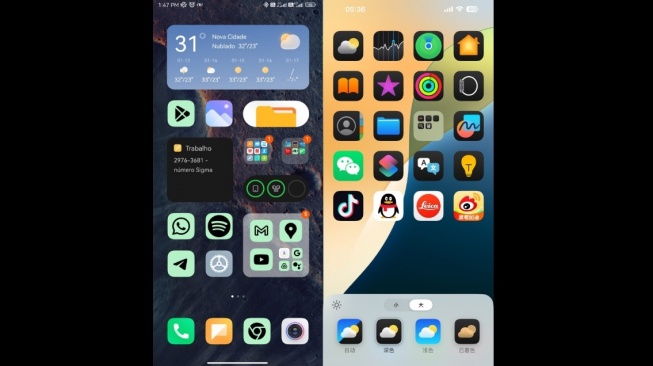 Tata letak beranda fleksibel MIUI x iOS 18. [Xiaomitime]