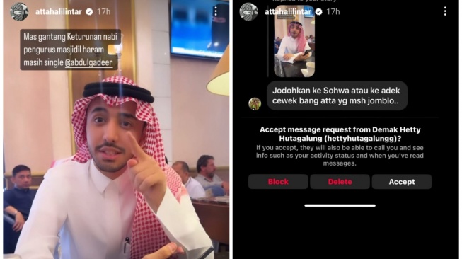 reaksi Atta saat Sohwa Halilintar dijodoh-jodohkan dengan pria Arab yang kabarnya keturunan Nabi (Instagram/@attahalilintar)