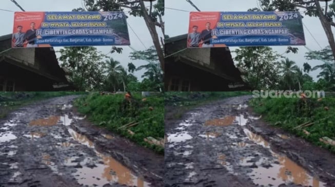 Kritik Pembangunan Warga Lebak Pasang Spanduk 'Selamat Datang di Wisata Jalan Rusak'