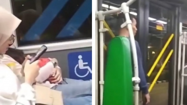 Aksi Selonjoran di Kursi Prioritas Transjakarta Viral, 2 Perempuan Muda Ini bikin Netizen Meradang