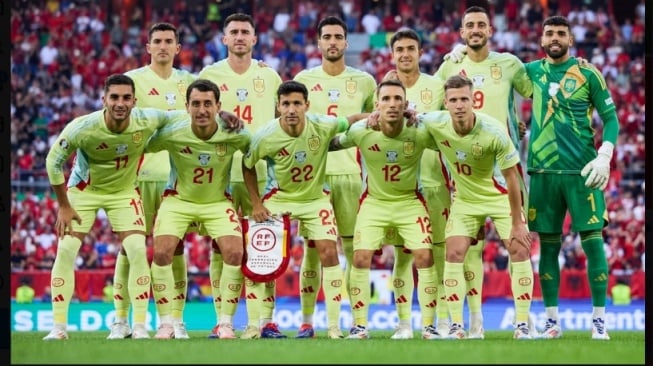 Timnas Spanyol menjadi satu-satunya tim peserta yang masih clean sheet di Piala Eropa atau Euro 2024. (screenshot X/@SEFutbol)