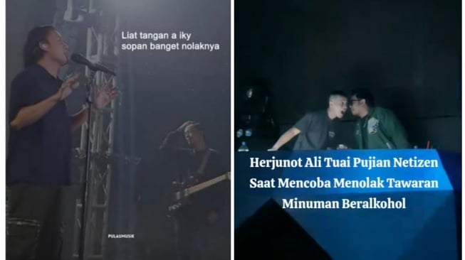 Herjunot Ali dan Rizky Febian saat tolak tawaran miras (TikTok/@fyp_entertain/@nitagunawan01)