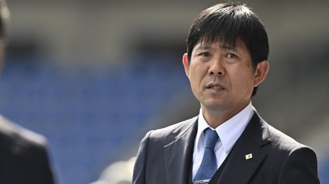 Pelatih Timnas Jepang, Hajime Moriyasu. [JOHN THYS / AFP]