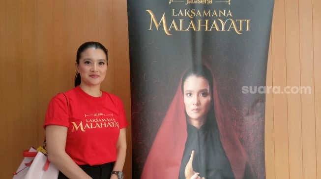 Marcella Zalianty saat screening Laksmana Malahayati di Taman Ismail Marzuki, Cikini Jakarta Pusat pada Jumat (28/6/2024) [Suara.com/Rena Pangesti]