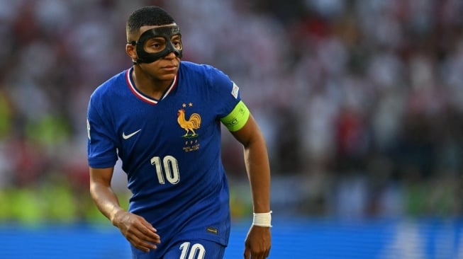 Penyerang Timnas Prancis, Kylian Mbappe tampil di Euro 2024. [OZAN KOSE / AFP]