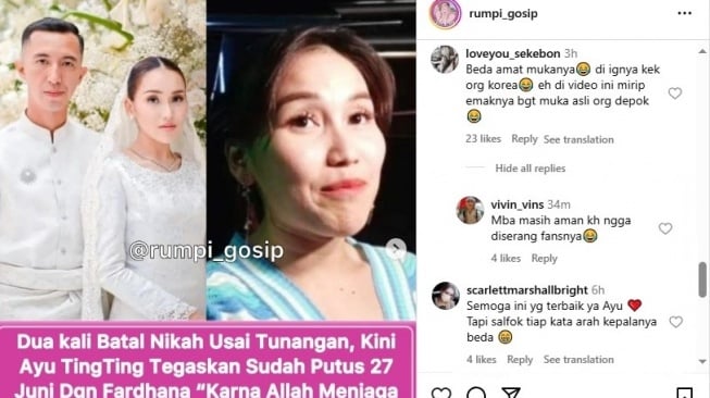 warganet soroti penampilan Ayu Ting Ting saat sesi interview (Instagram/@rumpi_gosip)