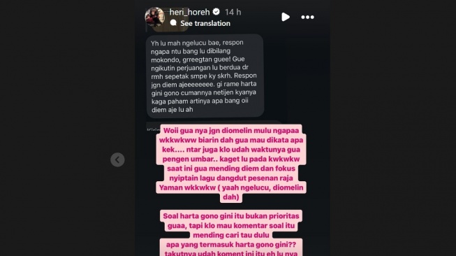 Balik Melawan! Riyuka Bunga Jangan Kaget, Heri Horeh Bakal Keluarkan Kartu Truf [Tangkap layar Instagram]