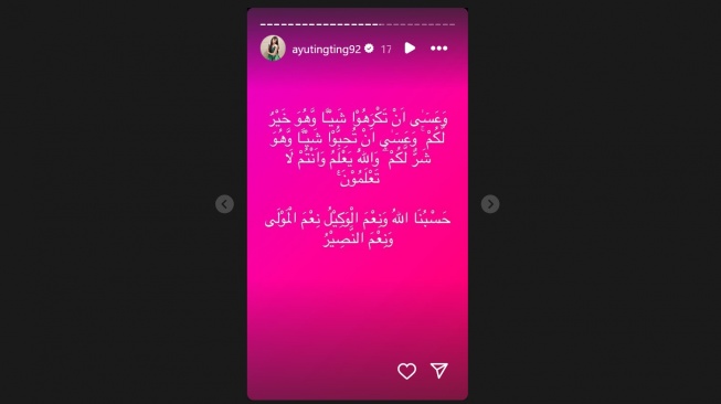 Ayu Ting Ting unggah potongan surat Al Baqarah (Instagram/@ayutingting92)