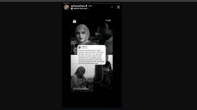 Adik Ayu Ting Ting unggah video tulisan soal perselingkuhan. [Instagram]