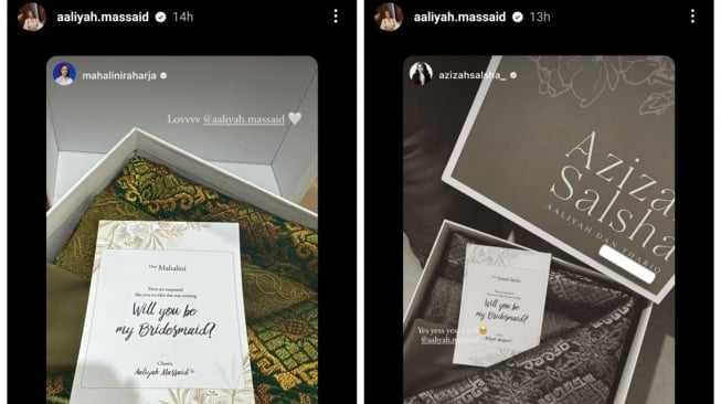 Aaliyah Massaid sebar undangan bridesmaid, salah satunya ke sahabat Fuji (Instagram/@aaliyah.massaid)