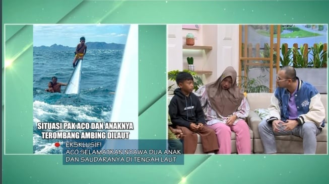 Raffi Ahmad mendengar cerita perjuangan Aco si nelayan menyelamatkan anak-anaknya (YouTube Trans 7)