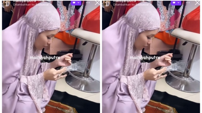 Ayu Ting Ting disebut kian alim pasca putus (TikTok/@randomme__0)