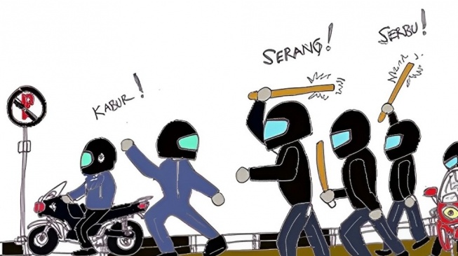 Viral Detik-detik Gerombolan Bersajam Bikin Ulah di Mojokerto, Warga Berhasil Pukul Mundur