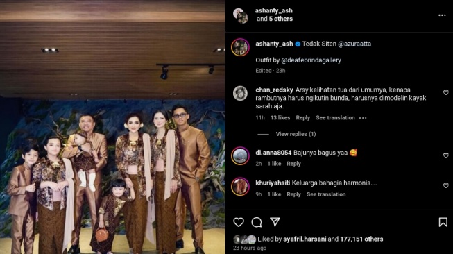 Penampilan Arsy Hermansyah dinilai kelihatan lebih tua dari umurnya. (Instagram/@ashanty_ash)