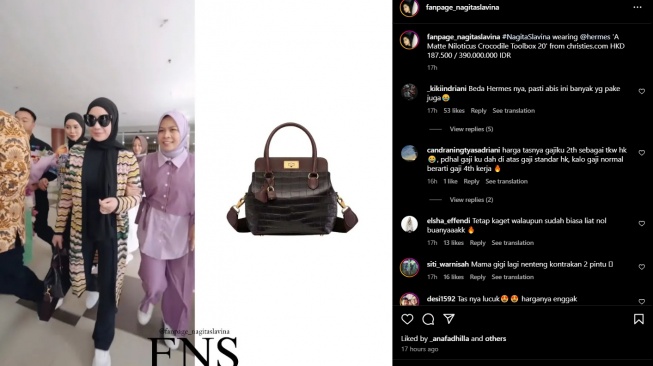 Potret Nagita Slavina tenteng tas branded di acara UMKM Pekanbaru (Instagram/fanspage_nagitaslavina)