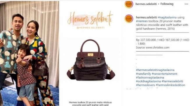 Koleksi tas Hermes Nagita Slavina. [Instagram/@hermes.selebriti]