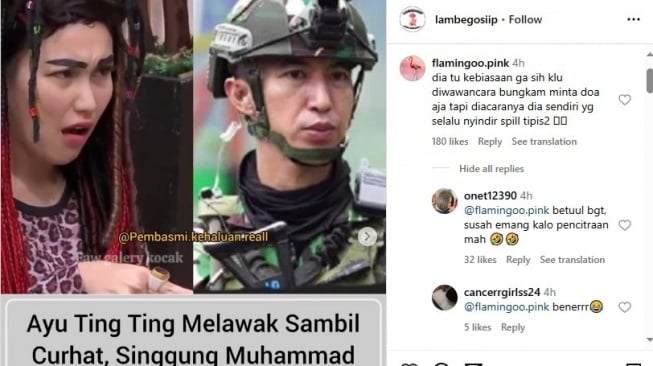 sindir Fardana, Ayu Ting Ting dituding playing victim (Instagram/@lambegosiip)