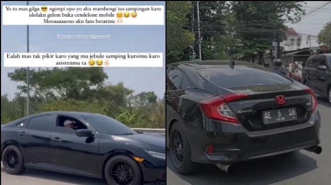 Gilga Sahid dan mobil Honda Civic ES. (Kolase: Youtube/Resti Fitriani dan TikTok: kartikawidya__)