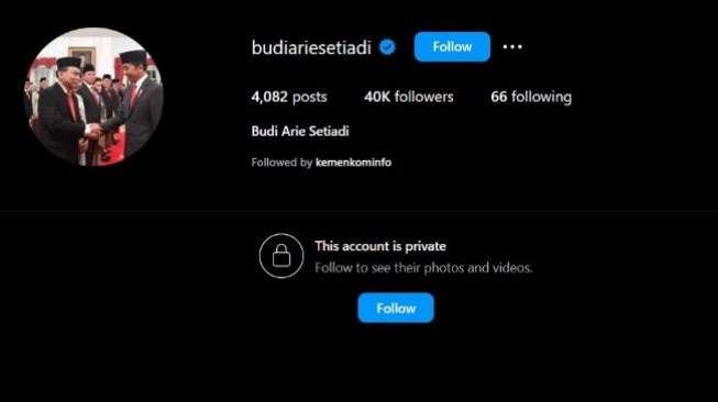 Akun Instagram Budi Arie Setiadi. [Instagram]