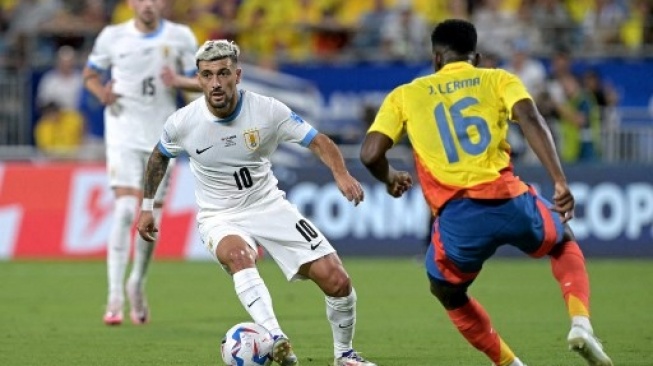 Kolombia berhasil menggebrak semifinal Copa America 2024 dengan menumbangkan Uruguay 1-0 di Stadion Bank of America, Kamis (11/7/2024). (AFP)