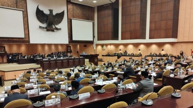 Suasana sidang Paripurna DPD RI di Kompleks Parlemen, Jakarta, Jumat (12/7/2024). (ANTARA/Bagus Ahmad Rizaldi)