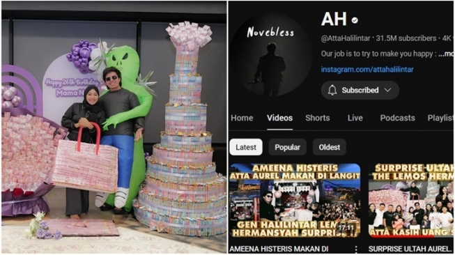 Beri Uang Gepokan 12 Tingkat ke Aurel, Segini Penghasilan YouTube Atta Halilintar